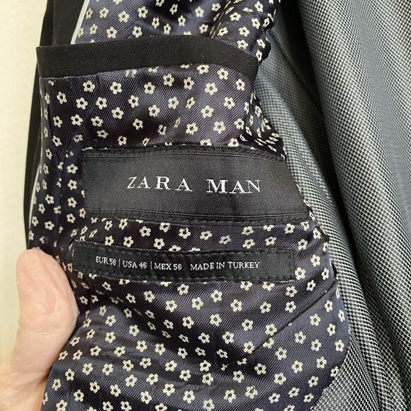 Zara Mens Single Breasted Jacket Blazer Black Lined Inner Outer Pockets US 46 - Picture 4 of 11